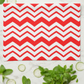 Red White Chevron Zigzag Pattern Design  Geschirrtuch (Gefaltet)