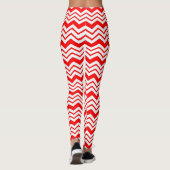 Red White Chevron Zigzag Pattern Design  Leggings (Rückseite)