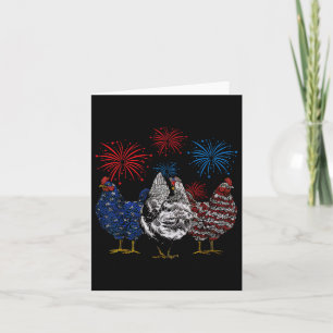 Red White Chicken Farm Animal Patriotic 4th O Karte