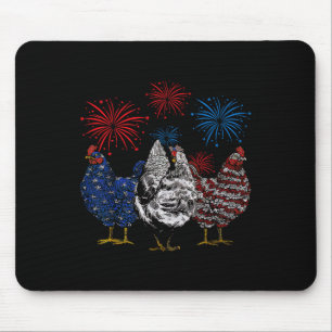 Red White Chicken Farm Animal Patriotic 4th O Mousepad