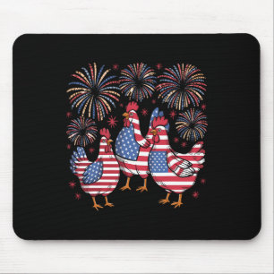 Red White Chicken Usa Flag Feuerwerk 4. Ju Mousepad