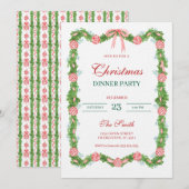 Red & White Chinoiserie Garland Grandmillennial Einladung (Vorne/Hinten)