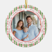 Red & White Chinoiserie Garland Grandmillennial Keramik Ornament (Vorne)