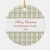 Red & White Chinoiserie Garland Grandmillennial Keramik Ornament (Hinten)