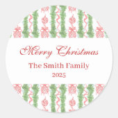 Red & White Chinoiserie Garland Grandmillennial Runder Aufkleber (Vorderseite)