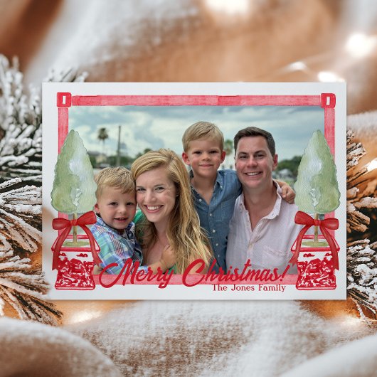 Red & White Chinoiserie Topiary Weihnachten Foto