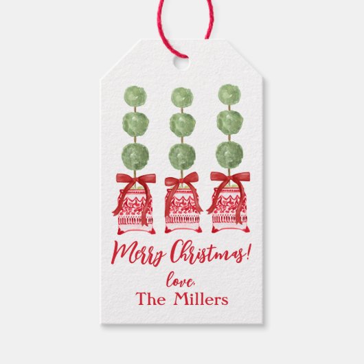 Red & White Chinoiserie Topiraz Geschenkanhänger (Vorderseite)