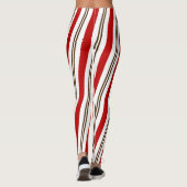 Red White & Chocolate Candy Cane Streifen Weihnach Leggings (Rückseite)