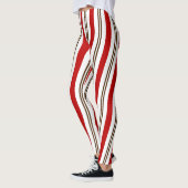 Red White & Chocolate Candy Cane Streifen Weihnach Leggings (Links)