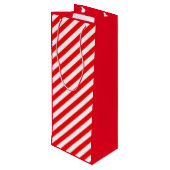 RED WHITE CHRISTMAS CANDY CANE STIL GESCHENKTÜTE FÜR WEINFLASCHEN (Rückseite Schrägansicht)