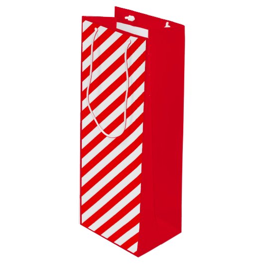 RED WHITE CHRISTMAS CANDY CANE STIL GESCHENKTÜTE FÜR WEINFLASCHEN (Vorderseite Schrägansicht)