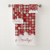 Red White Christmas Candy Pattern#13 ID1009 Badhandtuch Set (Insitu)