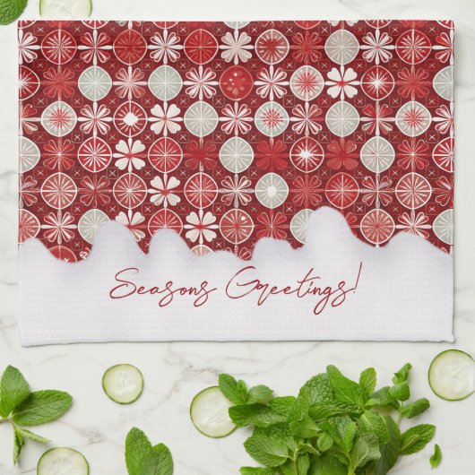 Red White Christmas Candy Pattern#13 ID1009 Geschirrtuch (Gefaltet)