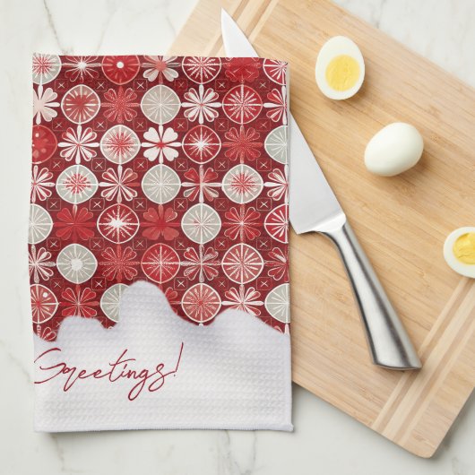 Red White Christmas Candy Pattern#13 ID1009 Geschirrtuch (Viertel Falte)