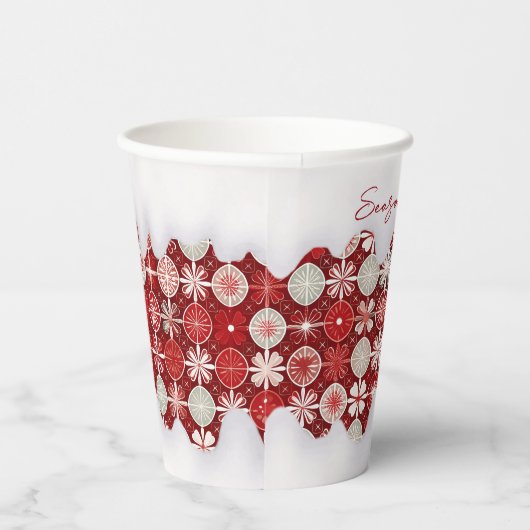 Red White Christmas Candy Pattern#13 ID1009 Pappbecher (Rechts)