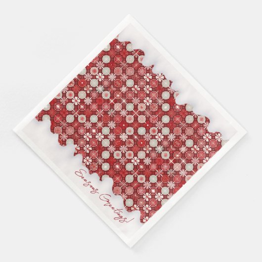 Red White Christmas Candy Pattern#13 ID1009 Serviette (Ecke)