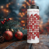 Red White Christmas Candy Pattern#13 ID1009 Thermosbecher