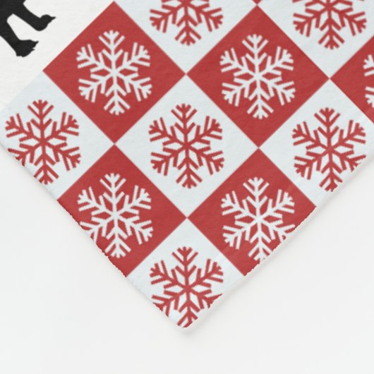 Red & White Christmas Dackel Fleece Blanket (Ecke)