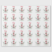 Red White Christmas Floral Jolidays Monogram Geschenkpapier (Flach)