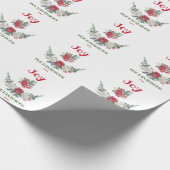 Red White Christmas Floral Jolidays Monogram Geschenkpapier (Ecke)