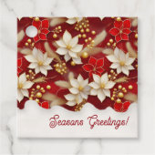 Red White Christmas Floral Pattern#17 ID1009 Geschenkanhänger (Vorderseite)