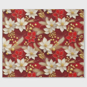 Red White Christmas Floral Pattern#17 ID1009 Geschenkpapier (Flach)