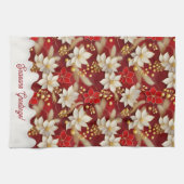 Red White Christmas Floral Pattern#17 ID1009 Geschirrtuch (Horizontal)