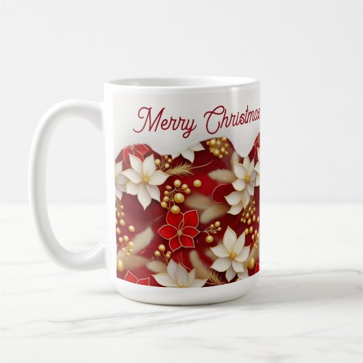 Red White Christmas Floral Pattern#17 ID1009 Kaffeetasse (Links)