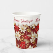 Red White Christmas Floral Pattern#17 ID1009 Pappbecher (Rechts)