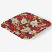 Red White Christmas Floral Pattern#17 ID1009 Pappteller (Gewinkelt)