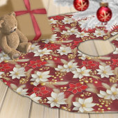 Red White Christmas Floral Pattern#17 ID1009 Polyester Weihnachtsbaumdecke