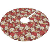 Red White Christmas Floral Pattern#17 ID1009 Polyester Weihnachtsbaumdecke (Schrägansicht)