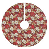 Red White Christmas Floral Pattern#17 ID1009 Polyester Weihnachtsbaumdecke (Vorderseite)