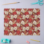 Red White Christmas Floral Pattern#17 ID1009 Seidenpapier (Basteln)