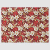 Red White Christmas Floral Pattern#17 ID1009 Seidenpapier (Vorderseite)