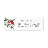 Red & White Christmas Floral Return Address Label (Vorne)