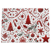 Red White Christmas Geschenktasche Große Geschenktüte (Vorderseite)