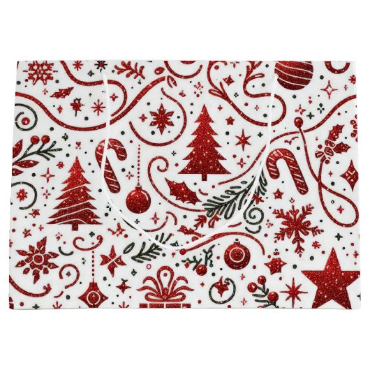 Red White Christmas Geschenktasche Große Geschenktüte (Vorderseite)
