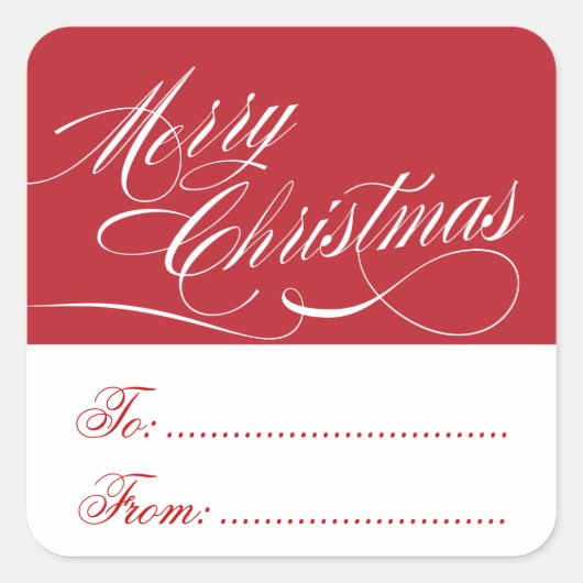 RED WHITE CHRISTMAS GIFT TAG STICKERS (Vorderseite)