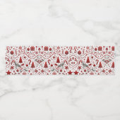 Red White Christmas Holiday Wasserflaschenetikett (Einzelnes Label)