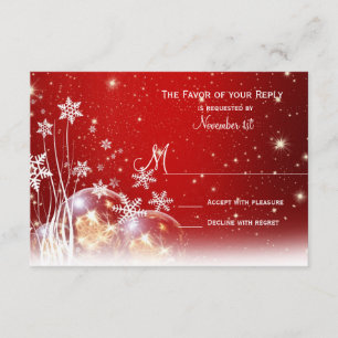 Red White Christmas Holiday Wedding RSVP Karten