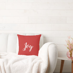 Red White Christmas Joy Deco Throw Kissen