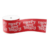 Red & White Christmas Merry & Bright Holiday Ripsband (Spule)