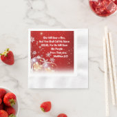 Red & White Christmas Napkin - Matthew 1:21 Script Serviette (Beispiel)