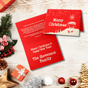 Red White Christmas Nativity Scene Jahresprogramm Feiertagskarte