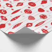 Red White Christmas Ornament Bauble Muster Geschenkpapier (Ecke)
