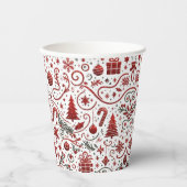 Red White Christmas Paper Cups Pappbecher (Vorderseite)