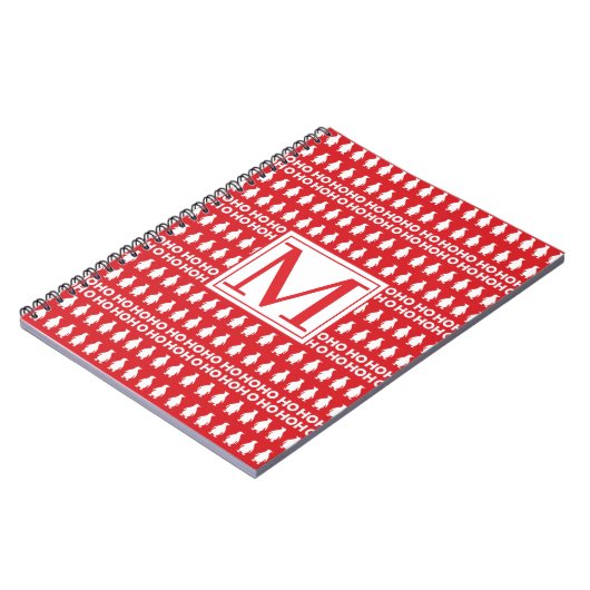 Red White Christmas Penguins HOHOHOHO Monogram Notizblock (Linke Seite)