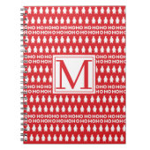 Red White Christmas Penguins HOHOHOHO Monogram Notizblock (Vorderseite)