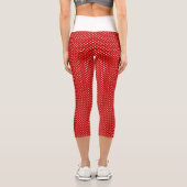 Red & White Christmas Polka Dot Pattern Hoch Capri Leggings (Rückseite)